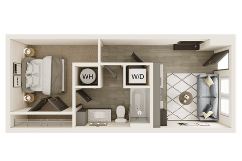 Floor plan for studio, 1 bath, 438 sqft